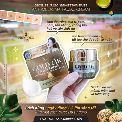 Kem dưỡng trắng da cho da nám, xạm Gold 24K whitening Anti-Melasma Facial Cream Thái Lan ảnh 12