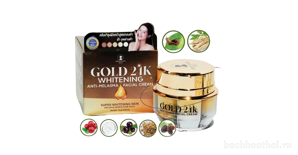 Kem dưỡng trắng da cho da nám, xạm Gold 24K whitening Anti-Melasma Facial Cream Thái Lan