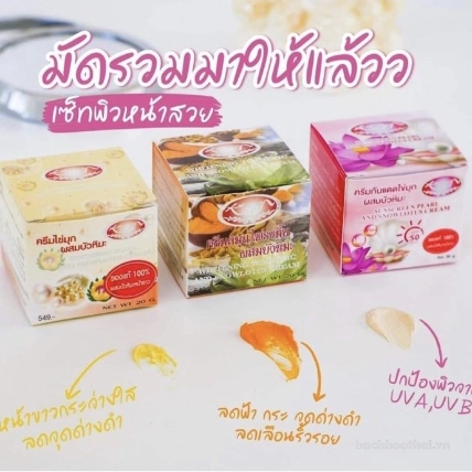 Kem dưỡng trắng da ngọc trai nội địa Thái Lan KIM Whitening Pearl and Snowlotus Cream ảnh 11