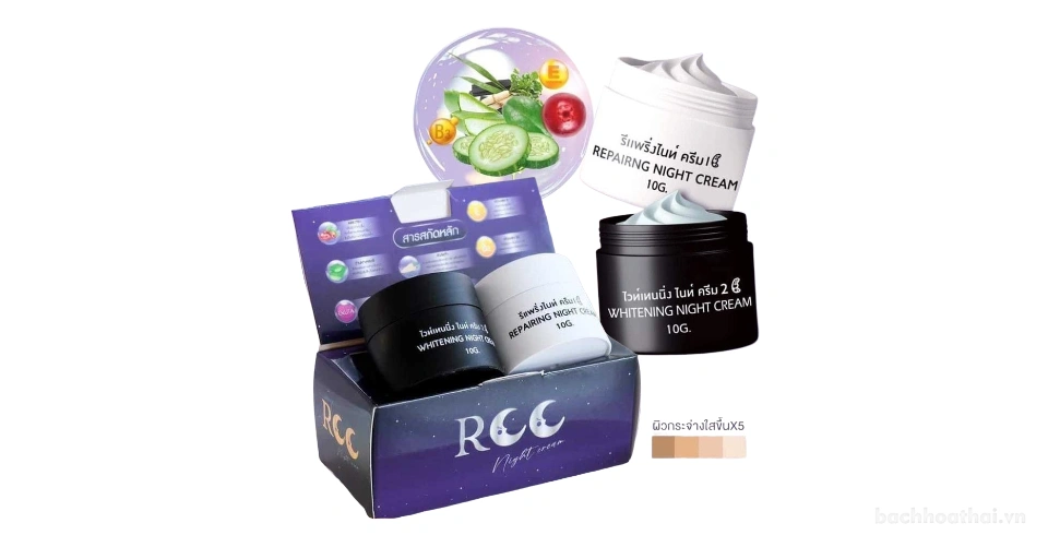 Bộ đôi kem dưỡng da ban đêm RCC Whitening Repairing Night Cream phục hồi và dưỡng trắng da