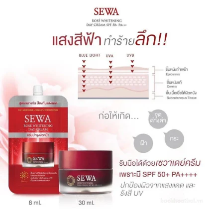 Kem dưỡng trắng da nâng tone chống nắng Sewa Rose Cream SPF50/ PA++++  ảnh 12