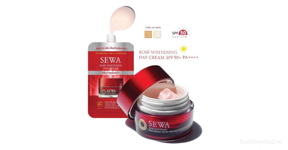 Kem dưỡng trắng da nâng tone chống nắng Sewa Rose Cream SPF50/ PA++++