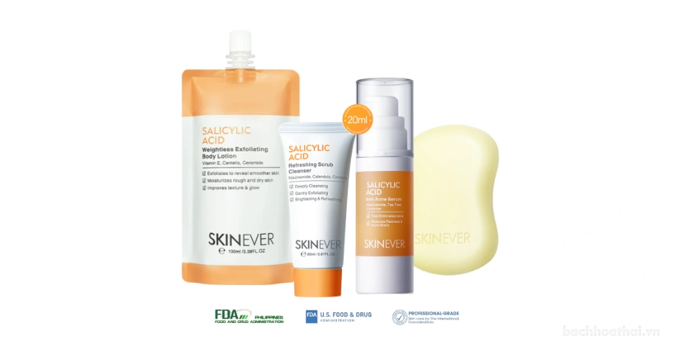 Bộ làm sạch, loại bỏ mụn SKINEVER SALICYLIC ACID