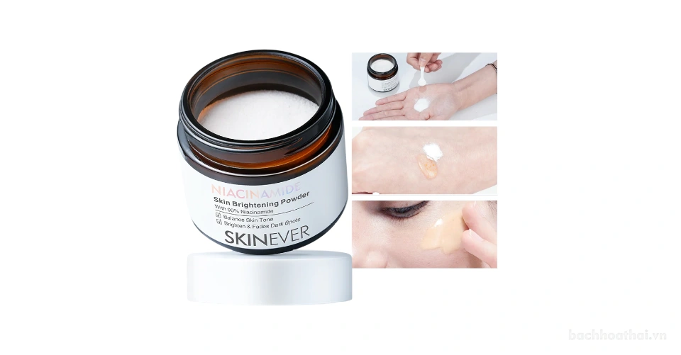 Bột kích trắng SKINEVER Niacinamide 90% Skin Brightening Powder làm sáng và đều màu da