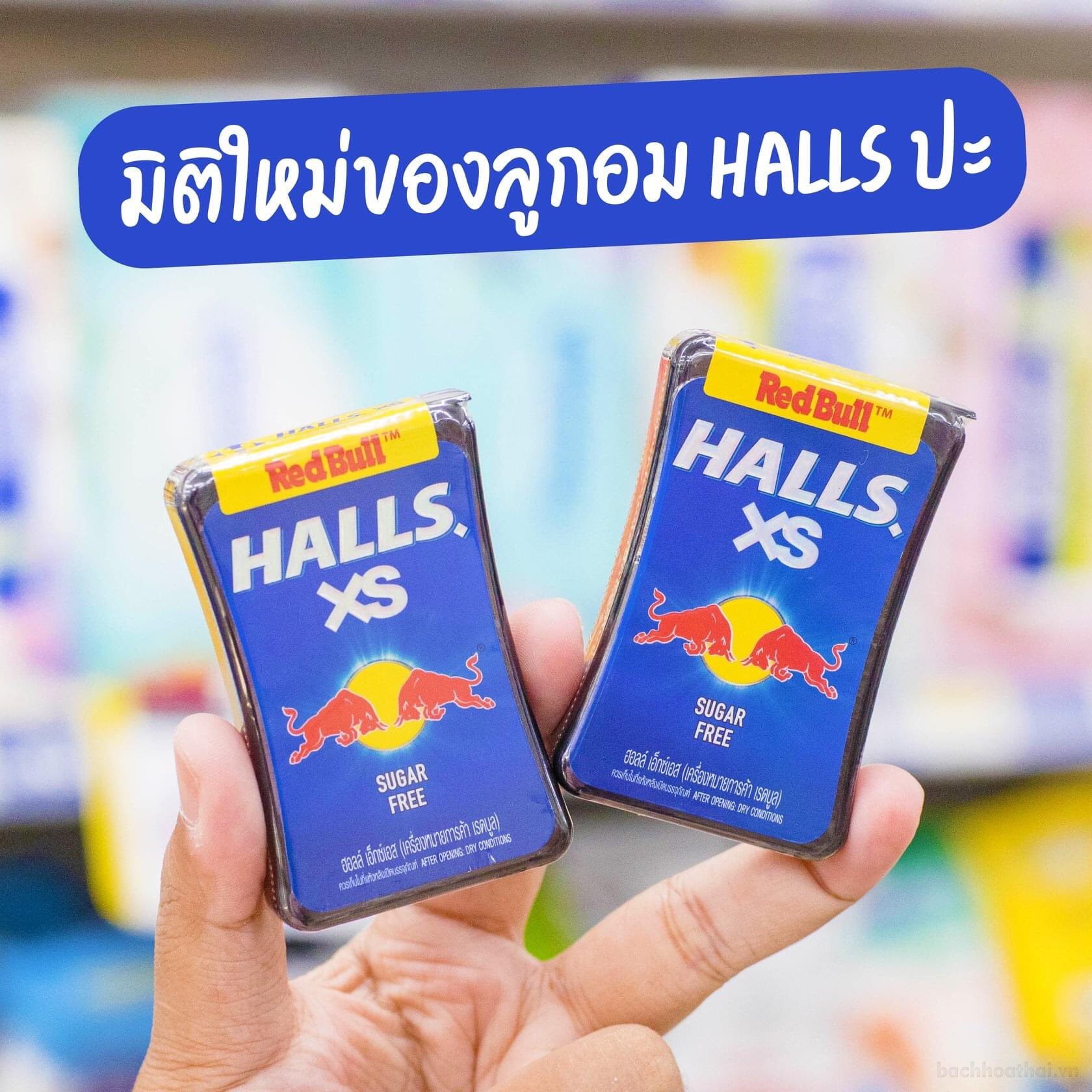 Kẹo ngậm thơm miệng cai thuốc Halls XS vị RedBull Thái Lan