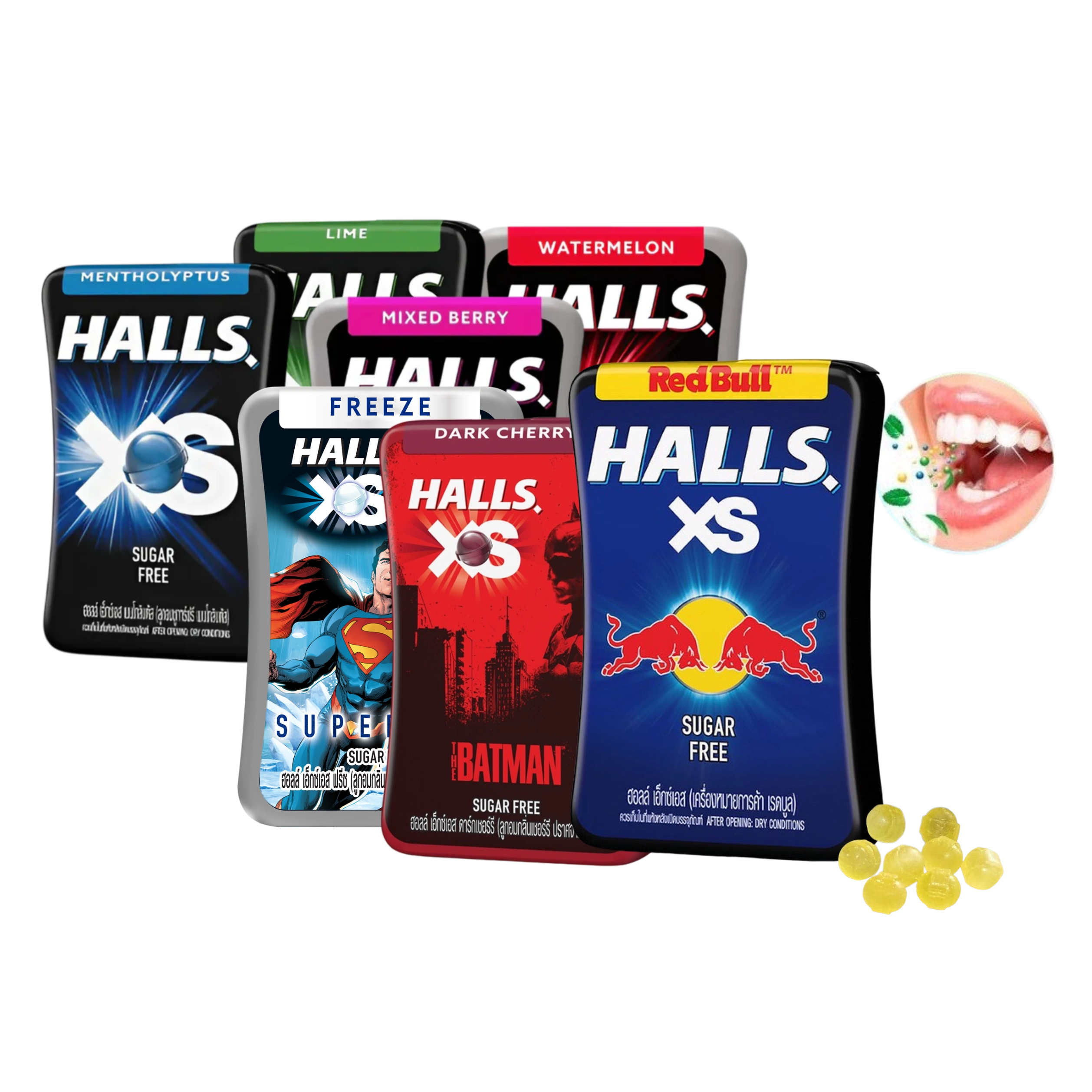 Kẹo ngậm thơm miệng Halls XS vị Red Bull Thái Lan