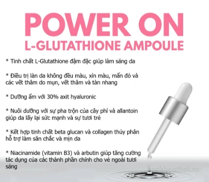 Serum dưỡng trắng da tinh chất Power On L-Glutathione Ampoule Thái Lan ảnh 4