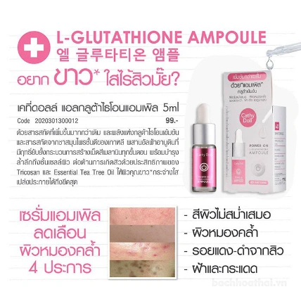 Serum dưỡng trắng da loại bỏ đốm đen sẹo mụn Cathy Doll Power On L-Glutathione Ampoule Thái Lan ảnh 7