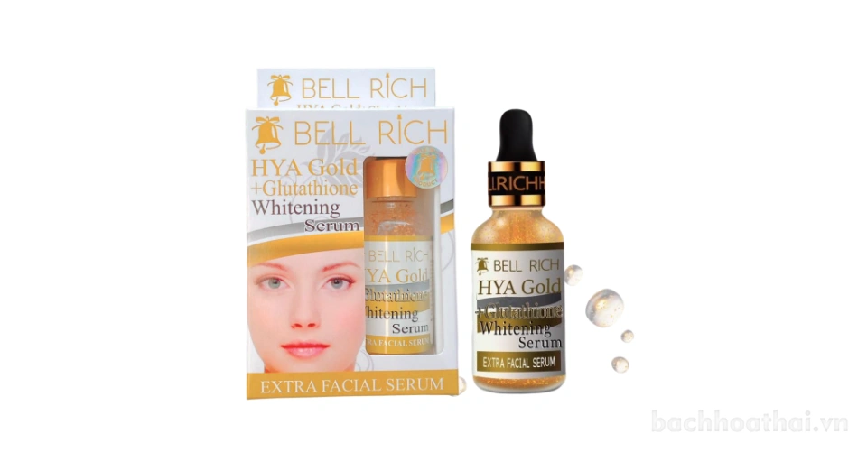 Serum vàng 24K dưỡng trắng da ngăn lão hóa Bell Rich Hya Gold Glutathione