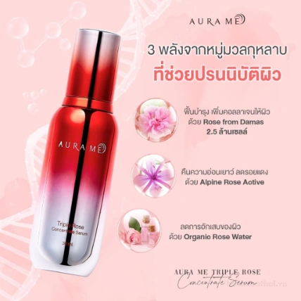 Tinh chất dưỡng ẩm và phục hồi da chiết xuất hoa hồng Aura Me Triple Rose Concentrate Serum  ảnh 10