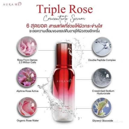 Tinh chất dưỡng ẩm và phục hồi da chiết xuất hoa hồng Aura Me Triple Rose Concentrate Serum  ảnh 11