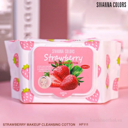 Khăn ướt tẩy trang Sivanna Colors Strawberry Makeup Cleansing Cotton ảnh 2