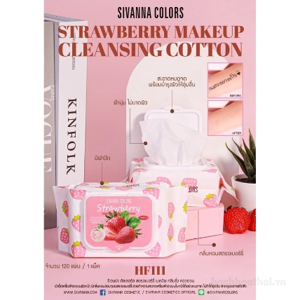 Khăn ướt tẩy trang Sivanna Colors Strawberry Makeup Cleansing Cotton ảnh 6