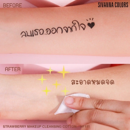 Khăn ướt tẩy trang Sivanna Colors Strawberry Makeup Cleansing Cotton ảnh 8