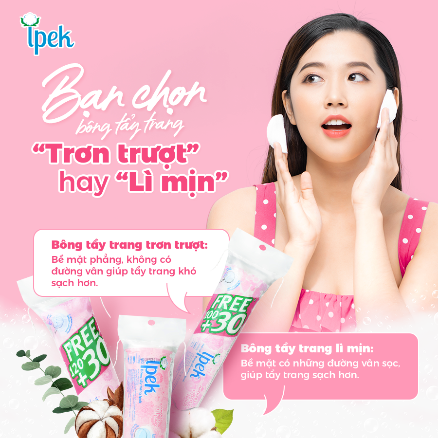 Bông tẩy trang Ipek hữu cơ gói 150 miếng