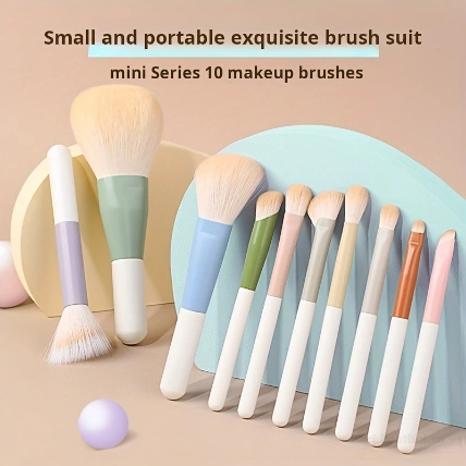 Bộ cọ Mini 10 món cán nhựa túi da PU siêu mịn  ảnh 7