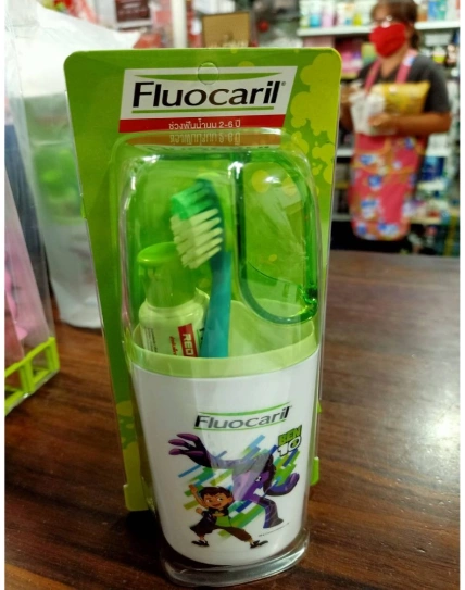 Bộ kem đánh răng và bàn chải trẻ em Fluocaril Thái Lan ảnh 3