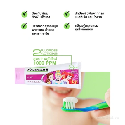 Bộ kem đánh răng và bàn chải trẻ em Fluocaril Brushing Set Thái Lan ảnh 13