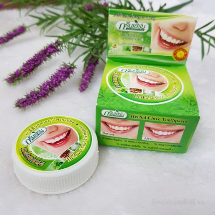 Bộ bột tẩy trắng răng thảo dược thơm miệng Green Herb Herbal Clove Toothpaste  (tặng Coconut Toothpaste) ảnh 5