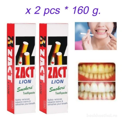 Kem đánh răng giảm vết ố vàng Zact Lion 160g Thái Lan  ảnh 4