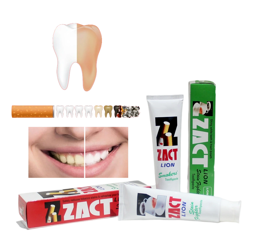 Kem đánh răng giảm vết ố vàng Zact Lion 160g Thái Lan