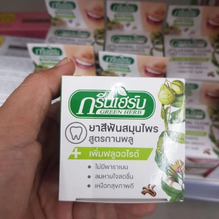 Bột tẩy trắng răng Green Herb Herbal Clove Toothpaste Thái Lan hương dừa và đinh hương   ảnh 4