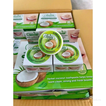 Bột tẩy trắng răng Green Herb Herbal Clove Toothpaste Thái Lan hương dừa và đinh hương   ảnh 6