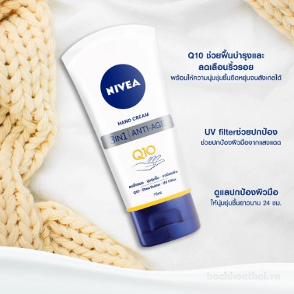 Dưỡng da tay chống nắng Nivea Hand Cream 3 in 1 Anti-age Q10 ảnh 6
