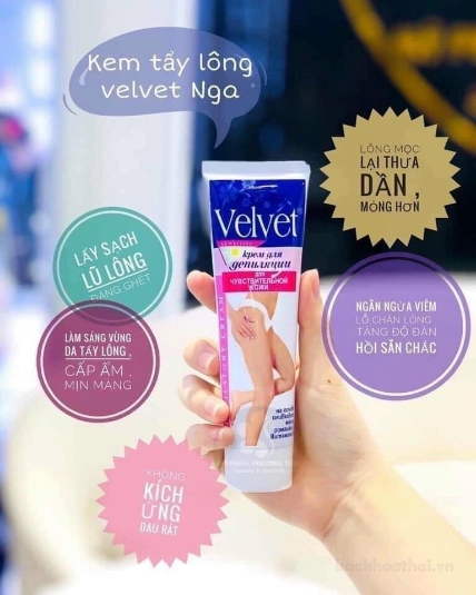 Kem tẩy lông Velvet Depilatory Cream Nga cho da nhạy cảm và vùng bikini ảnh 8