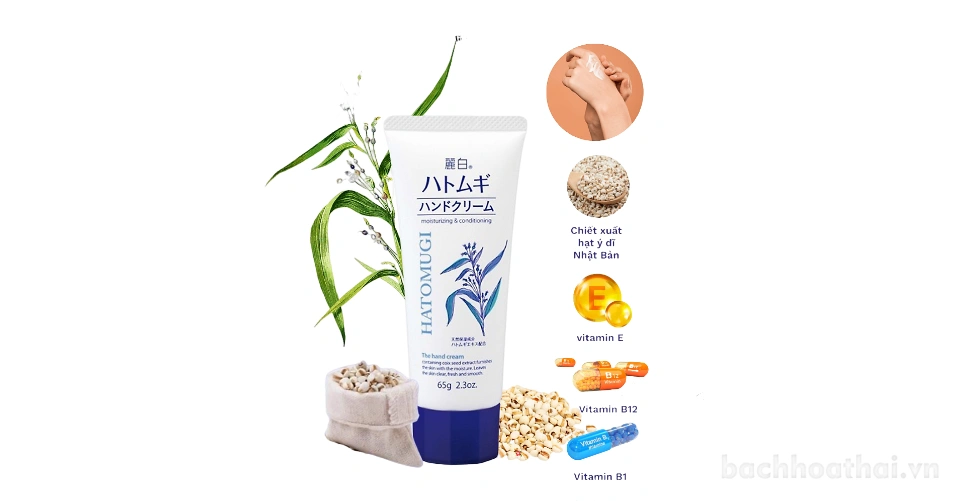 Kem dưỡng da tay hạt ý dĩ Hatomugi Hand Cream Nhật Bản
