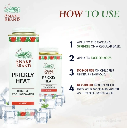 Phấn lạnh Snake Brand Prickly Heat Cooling Powder Thái Lan 140g  ảnh 2