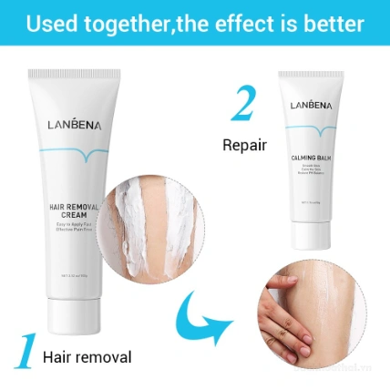 Set kem tẩy lông và dưỡng ẩm và phục hồi da Lanbena Hair Removal Cream Set ảnh 2