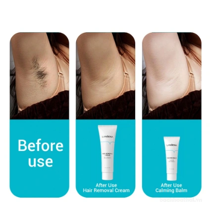 Set kem tẩy lông và dưỡng ẩm và phục hồi da Lanbena Hair Removal Cream Set ảnh 4