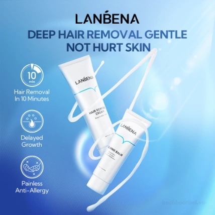 Set kem tẩy lông và dưỡng ẩm và phục hồi da Lanbena Hair Removal Cream Set ảnh 13