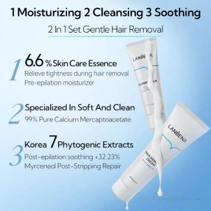 Set kem tẩy lông và dưỡng ẩm và phục hồi da Lanbena Hair Removal Cream Set ảnh 15