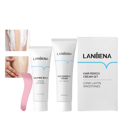Set kem tẩy lông và dưỡng ẩm và phục hồi da Lanbena Hair Removal Cream Set ảnh 1