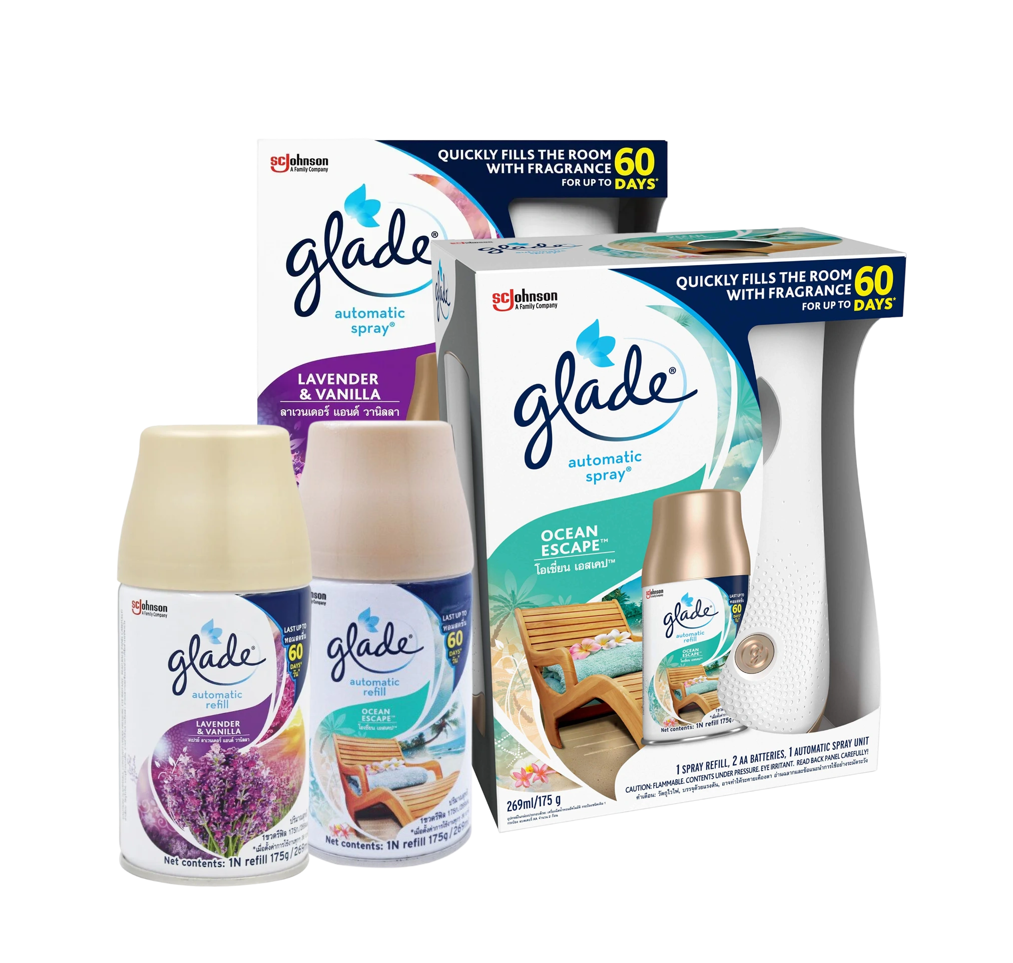 Máy xịt thơm phòng tự động kèm lõi tình dầu thơm 269ml Glade Automatic Spray