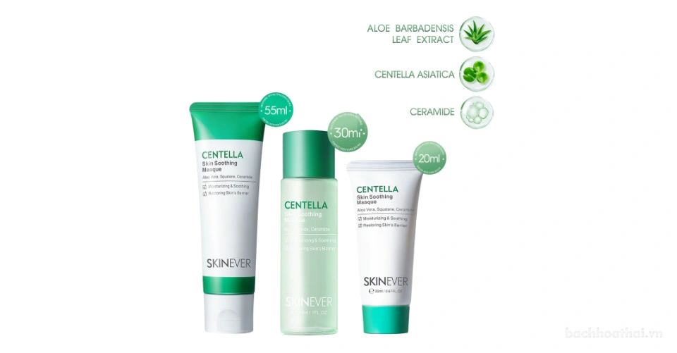 Mặt nạ rau má dưỡng ẩm, phục hồi da SKINEVER Centella Skin Soothing Masque