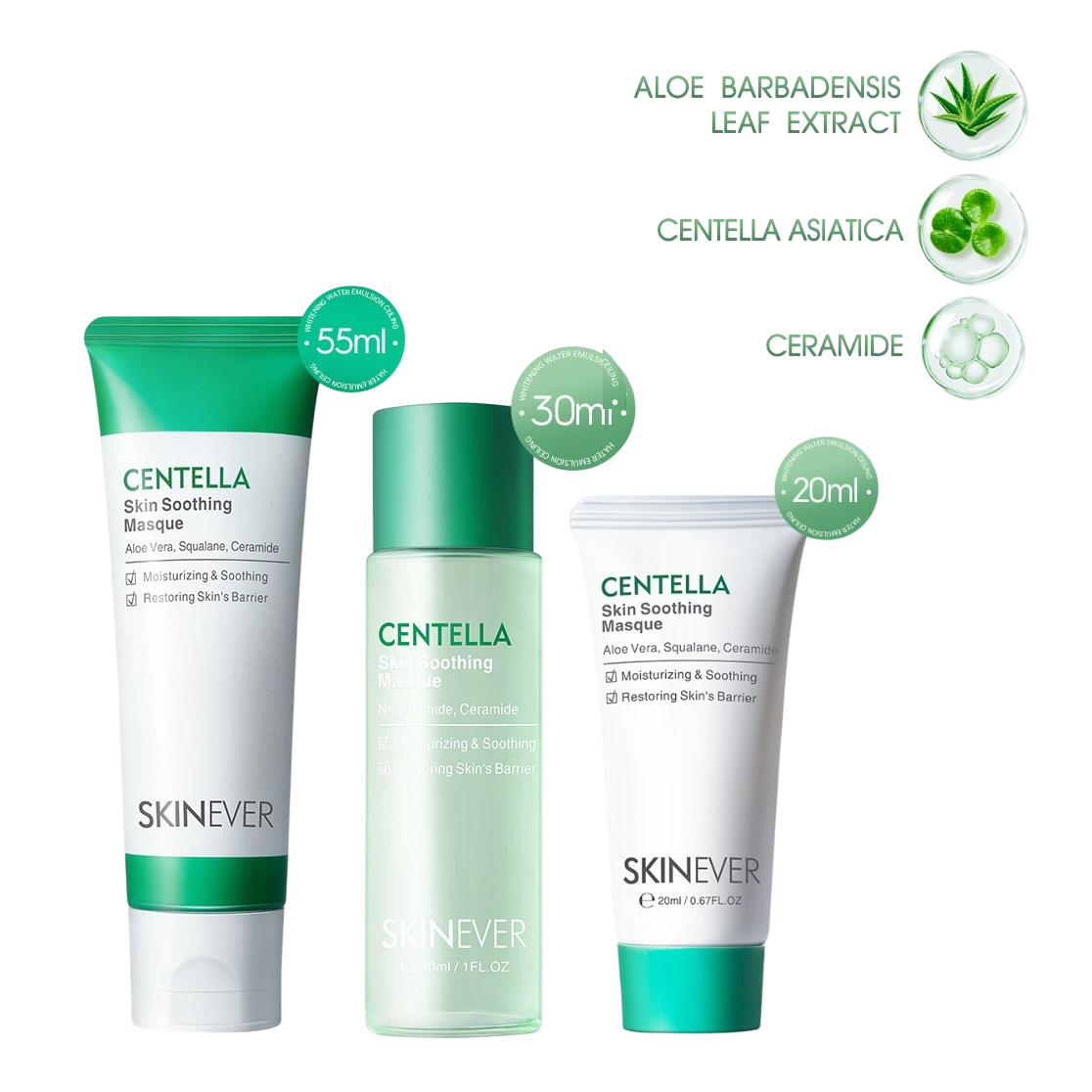 Mặt nạ rau má dưỡng ẩm, phục hồi da SKINEVER Centella Skin Soothing Masque