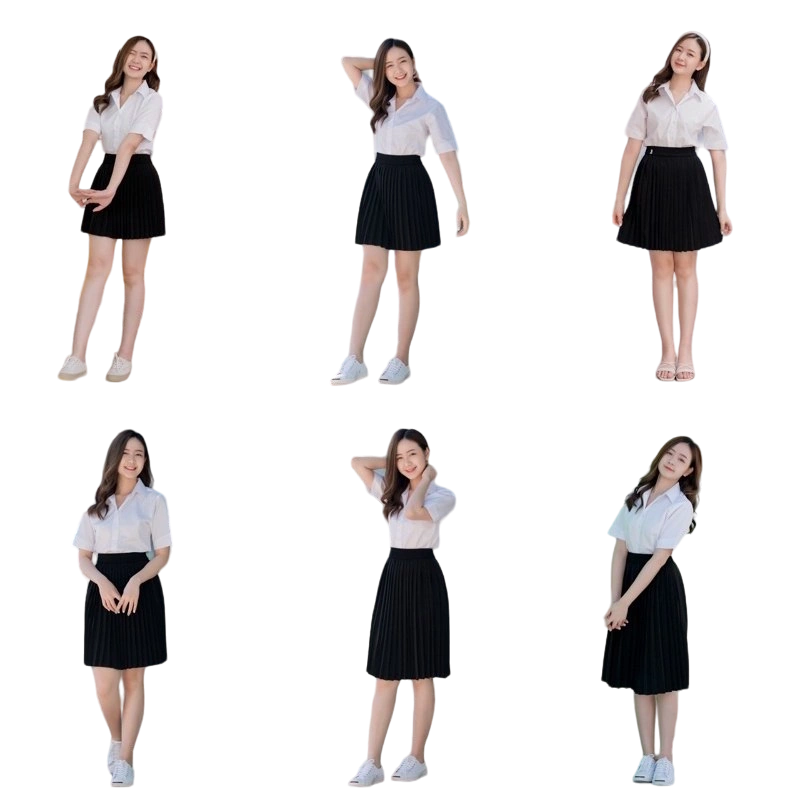 Đồng phục chân váy xếp ly nhỏ cạp chun co dãn form dáng trẻ trung Thái Lan