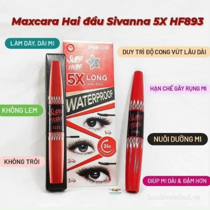 Mascara sợi carbon nối dài mi 5 lần Sivanna Super Model 5X Long Waterproof HF893 ảnh 9