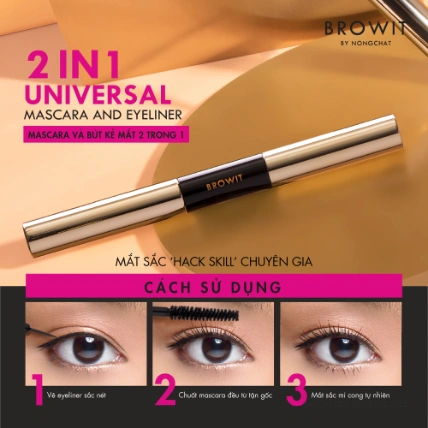 Chuốt mi, kẻ mắt hai đầu Browit by Nongchat 2 in 1 Universal Mascara and Eyeliner ảnh 13