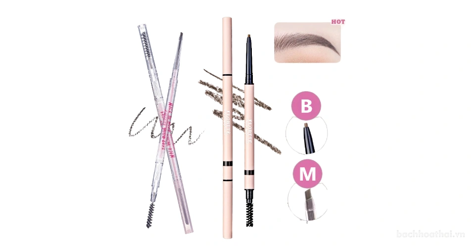 Chì kẻ lông mày Flortte 2 đầu siêu bền chống thấm nước