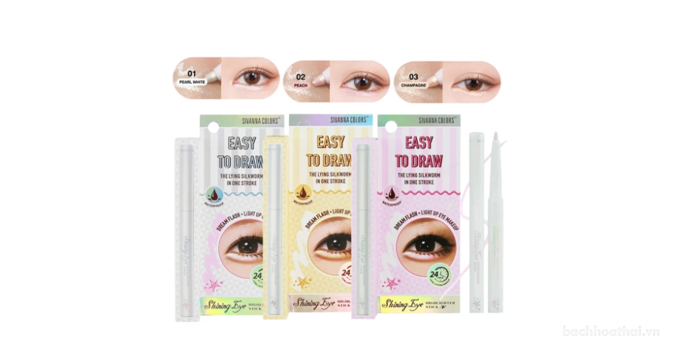 Bút nhũ bắt sáng Sivanna Colors Easy To Draw Shining Eye Highlighter Stick