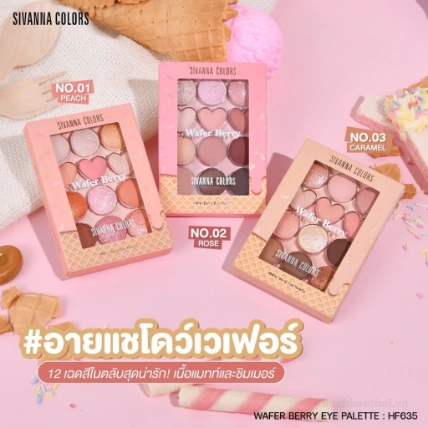 Bảng phấn mắt 12 ô mịn lì kèm nhũ Sivanna Colors Wafer Berry Eye Palette HF635 ảnh 9