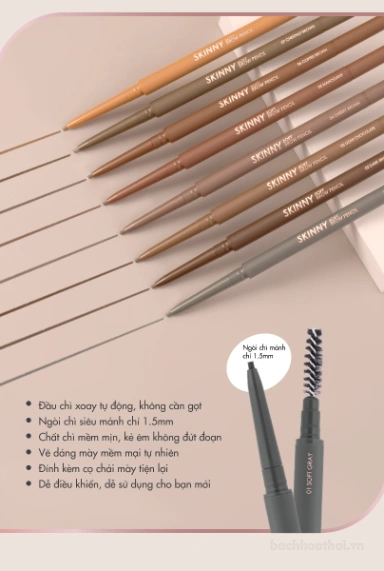 Chì kẻ mày siêu mảnh Cathy Doll Skinny Soft Brow Pencil ảnh 2