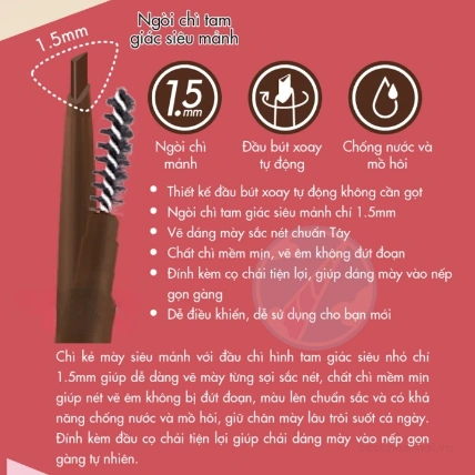 Chì kẻ mày siêu mảnh Cathy Doll Skinny Soft Brow Pencil ảnh 4