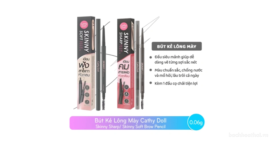 Chì kẻ mày siêu mảnh Cathy Doll Skinny Soft Brow Pencil