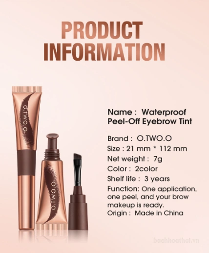 Gel nhuộm lông mày chống nước O.TWO.O Dyeing Peel-Off Eyebrow Tint
ảnh 7