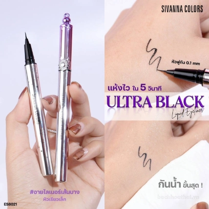 Bút kẻ mắt nước siêu mảnh chống nước Sivanna Colors ULTRA BLACK Liquid Eyeliner 0.6g ES8021
ảnh 2